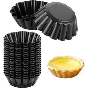 Mini-Tarteletvormpjes 20 stuks - Muffin Bakvorm van Koolstofstaal - Anti-aanbak Mini-Taartvormen voor Pudding Cake - Cupcake Muffin Diameter 65 cm tartelette vormen