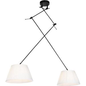 QAZQA blitz - Klassieke Hanglamp met kap - 2 lichts - L 750 mm - Wit - Woonkamer | Slaapkamer | Keuken