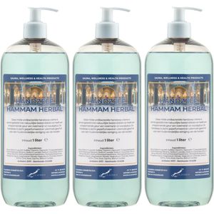 Handzeep Hammam Herbal 1 liter - set van 3 stuks - met gratis pomp - Voordeelverpakking