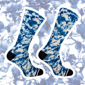 Sock My Blue Flower - herensokken - 43-46 - naadloos - Vaderdag Cadeau - leuke sokken - Vrolijke sokken