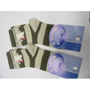 2 pack noukie's sokken , streep kaki beige retro  4jaar maat 25