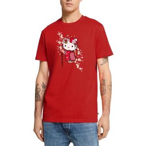 Hello Kitty In Een Rode Kimono En Kersenbloesems Mannen Premium Bio T-shirt