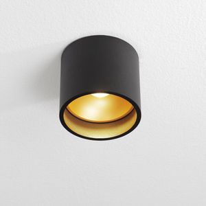 Plafondlamp Ormond Zwart/Koper - Ø11cm - LED 7W 2700K 805lm - IP54 - Dimbaar > spots verlichting buiten led zwart koper | opbouwspot led zwart koper | plafondlamp badkamer zwart koper | plafonniere led zwart koper | led lamp zwart koper | design lamp