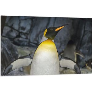 Vlag - Pingïun met Spitse Snavel en Neon Gele Contouren - 120x80 cm Foto op Polyester Vlag