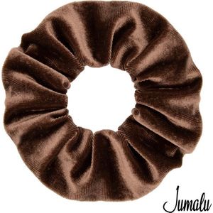 Jumalu scrunchie velvet haarwokkel haarelastiekjes - donkerbruin - 1 stuk