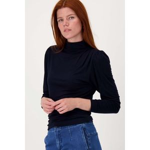 Zusss Top Met Plooi Detail Blauw