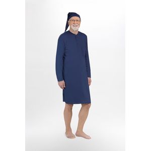 Martel Mikolaj heren nachthemd met lange mouwen- 100% katoen- marineblauw - 4XL