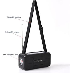 Weerradio en noodradio op zonne-energie - Transistorradio op zonne-energie met weeralarmen - Draadloos en lichtgewicht - Geschikt voor buiten/kamperen en noodgevallen