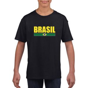 Zwart / geel Brazilie supporter t-shirt voor kinderen 110/116