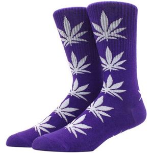 Wietsokken - Cannabissokken - Wiet - Cannabis - paars-wit - Unisex sokken - Maat 36-45