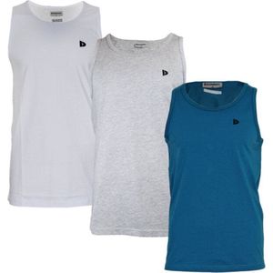 3-Pack Donnay - Muscle shirt (James) - Tanktop - Heren - White/Grey-marl/Petrol (626) - maat M