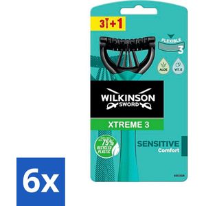 Wilkinson - Wegwerpscheermesjes Xtreme3 Sensitive - Flexibele Mesjes - 4 scheermesjes - Voordeelverpakking - 6 stuks