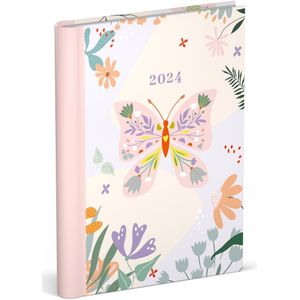 Lannoo Graphics - Diary Wire-O 2024 - Agenda 2024 - Wire-O - FRAGILE - Lilac - 7d/2p - 4Talig - 120 x 160 mm