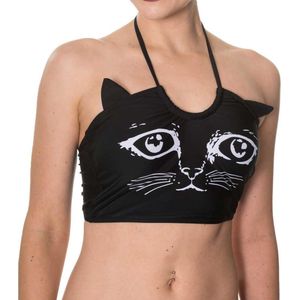 Banned - Night whispers Bikinitop - Katten - S - Zwart