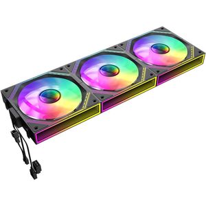 120mm gekoppelde pc-behuizingsventilatoren zwart met Infinity Mirror Center ARGB 5V 3-pins - drievoudige verpakking