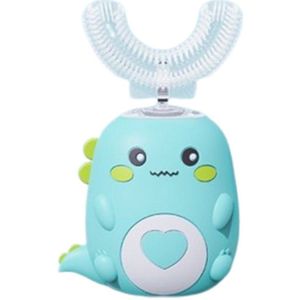 U-vormige kindertandenborstel met zachte haren, Sonic siliconen tandenborstel, cadeau - Groen - 6-12 jaar