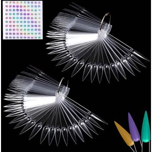Nagelmonsters met labels 100 stuks - Displaystandaard Nail Art Tips Tipsticks (transparant)