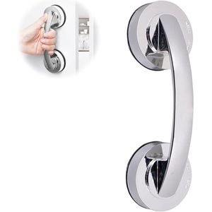 Seniors Shower Handle Without Drilling - Strong Suction Cup - Non-slip and Portable for Glass Doors and Shower (Silver)