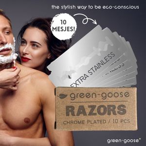 green-goose® Scheermesjes | 10 Stuks | voor Klassiek Scheren | Open Scheermes | Navulmesjes | Duurzaam Verpakt | Double Edge Blades