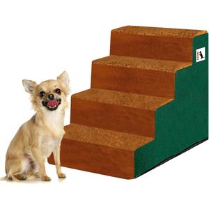 Hondentrap, kattentrap, 4 treden, eenvoudige montage, huisdiertrap met wasbare pluche overtrek, huisdierladder voor bank/bed, 53 x 39 x 40 cm