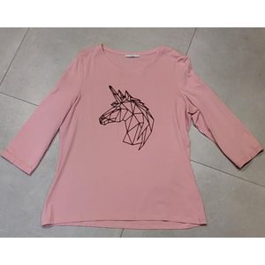 Esprit: roze T-shirt met eenhoorn - Maat XL