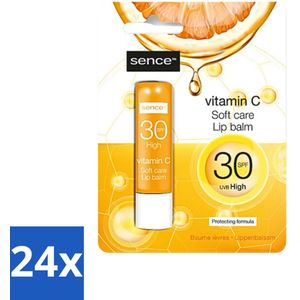 24 x Sence - Soft Care Vitamin C - Lippenbalsem - Hydraterend - 4,3 g - Lippenbalsem - Vitamine C - Hydraterend - Verzorgend - Droge Lippen