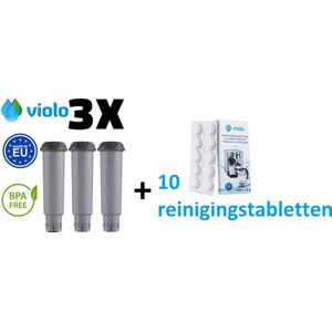 VIOLO waterfilter voor KRUPS koffiemachines - filtervervanging 3 stuks + VIOLO Reinigingstabletten voor koffiemachines 10 tabletten