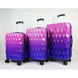 Senella Luxe kofferset - 3-delige kofferset - Reiskoffer met wielen - ABS kofferset - Hardcase kofferset - TSA slot - Luxe design - Beige/paars