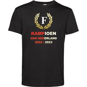 T-shirt kind Krans Kampioen 2022-2023 | Feyenoord Supporter | Shirt Kampioen | Kampioensshirt | Zwart | maat 140
