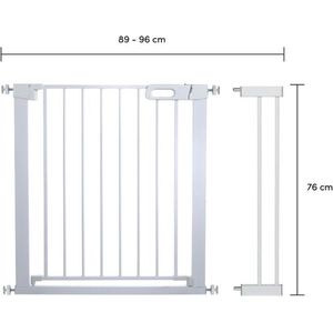 X Adventure Traphekje zonder boren / Kinderhekje -Klembevestiging & Uitbreidbaar + Verlengstuk 89 t/m 96 cm – Wit