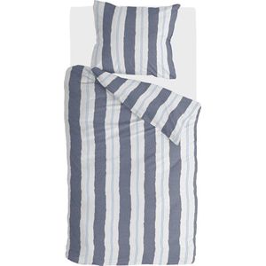 Walra Dekbedovertrek Remade Nautic Stripes - 140x220 - 100% katoen - Donker Blauw