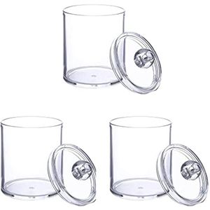 Wattenschijfjeshouder en wattenstaafjes opbergdoos - 3 stuks transparante acryl opslagdoos voor make-up pads en sieraden