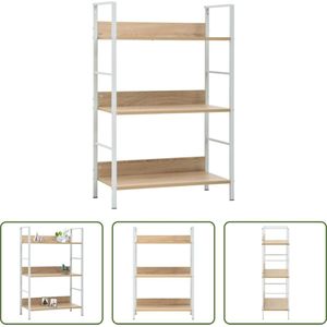 The Living Store Boekenkast 3-laags - 60 x 27.6 x 90.5 cm - Spaanplaat en staal