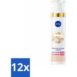 NIVEA - Cellular LUMINOUS630 CC Crème Licht - Gekleurde Dagcrème - Tegen Pigmentvlekken - SPF 30 - 40 ml - Voordeelverpakking - 12 stuks