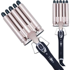 White-Label® Wafeltang – Wafeltang Voor Dik en Dun Haar – Wave Tang Voor Krullen – Krultang met Handschoenen – Met Haarspelden - Grijs en Zwart