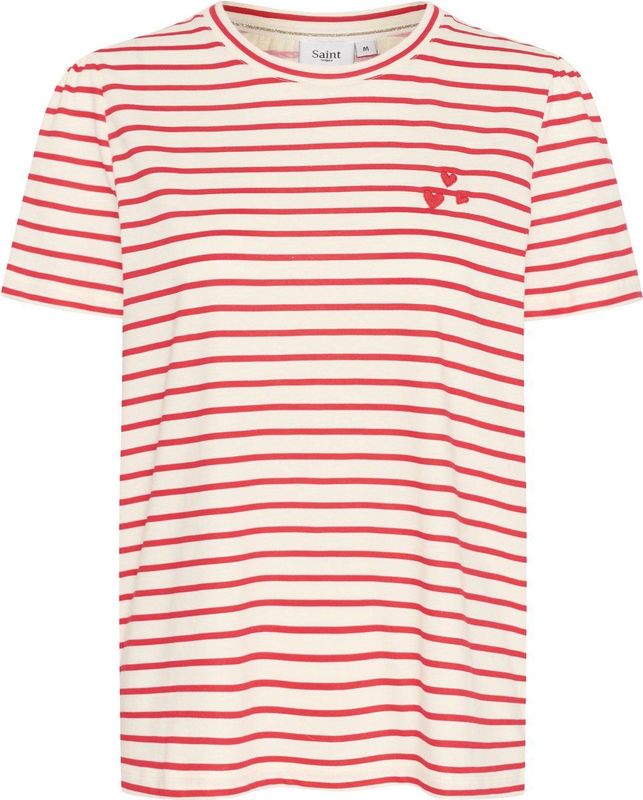 Saint Tropez - Veelkleurig T-shirt - Katoen - Flame Scarlet White Stripe