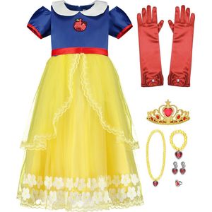 Prinsessenjurk meisje - Verkleedjurk met rode cape - 116/122 (120) - Prinsessen Speelgoed - Verkleedjurk meisje