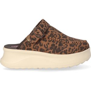HEYDUDE - Delray Clog Suede Dames Instappers Brown Leopard - Maat 41