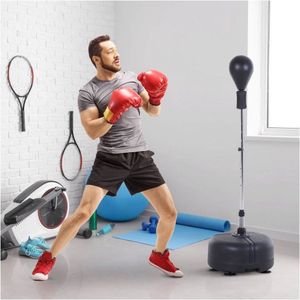 Punchball Set Standbox Training Set 136-154 cm Hoogte verstelbaar met 1 paar handschoenen die geschikt zijn voor professionals en Beginners Black