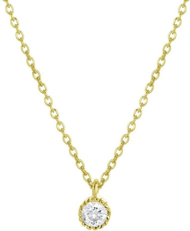 Lucardi - Dames Ketting - Echt Zilver - Goudkleurig - 45 cm