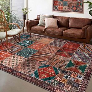 140 x 200 cm Vloerkleed - Woonkamer Slaapkamer Eetkamer - Veelkleurig Rood Bruin Roze Donkergroen - Verbrand Oranje Groenblauw - Carpets Living Room Rug - Geel Blauw