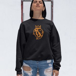 Zwarte Koningsdag Trui De Leeuw Oranje - Maat XXL - Uniseks Pasvorm - Oranje Feestkleding