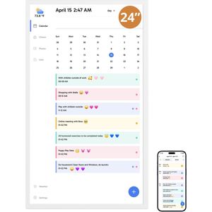 EKASN Digitale Kalender 24"" – Digitale Fotolijst – Full HD Touchscreen - 32GB – Wit