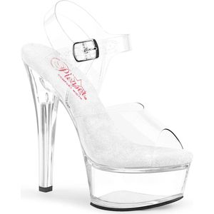 Pleaser - GLEAM-608 Sandaal met enkelband - US 7 - 37 Shoes - Transparant