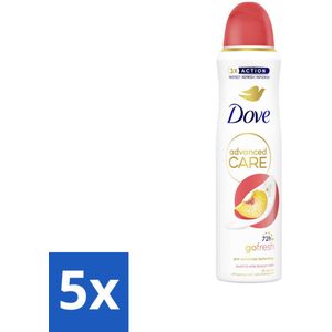 5 x Dove Deodorant Spray - Perzik & Witte Bloesem - 150 ml - Dove Deodorant Spray - Anti-irritatie - Huidverzorging - Zweetvermindering - Frisse Geur
