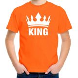 Oranje Koningsdag King shirt met kroon jongens 134/140