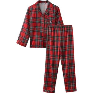 Emilie collection - pyjama - pyjamaset lang - geruit - rood - satijn - S