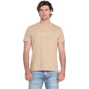 Guess - Basic Gueembossed Logo - T-shirt - Beige - Korte Mouwen