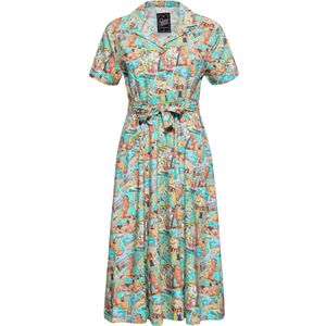 Queen Kerosin 50's Vacation Jurk Hemels Blauw