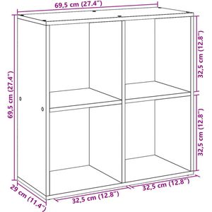 vidaXL - Kamerscherm - / - boekenkast - 69,5x29x69,5 - cm - hout - artisanaal - eiken